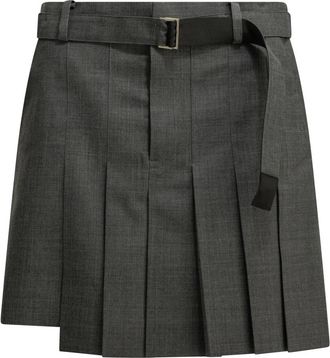 sacai Shorts in lana plissettati - - Skirts - Donna - Grigio - M