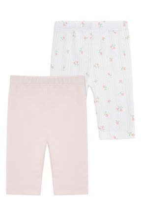 Little Me Dainty Roses Assorted 2-Pack Cotton Pants in Pink at Nordstrom, Size Newborn