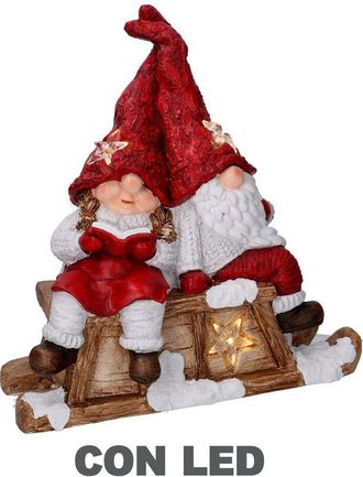 Vacchetti Vacchetti - Resina Led Pap&aacute; Noel Con Ni&ntilde;o Rojo Cm40x26h15