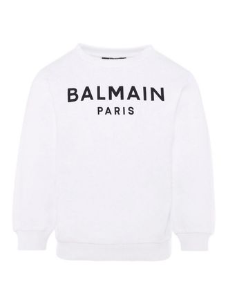 Balmain White Cotton Sweatshirt With Logo Print