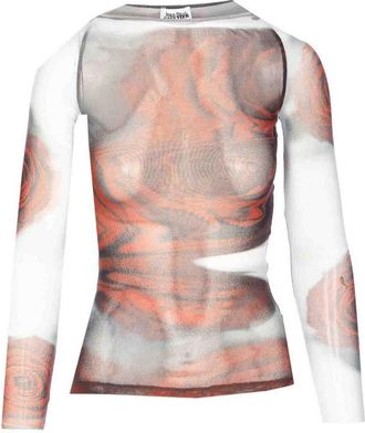 Jean Paul Gaultier Multicolor Mesh Boat Neck Top