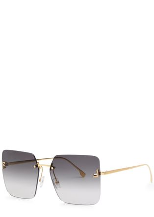 Fendi Fendi First Rimless Square-frame Sunglasses - Gold - One Size