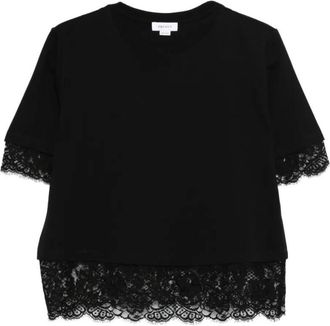 Alexander McQueen Black Lace-trim Top