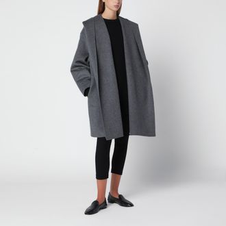 Toteme Cappotto con cappuccio grigio chiaro in lana