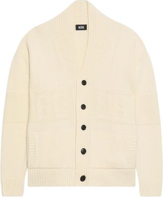 GCDS Logo Knopen Cardigan - Heren - Vesten - Wit - M - Wol - Truien & Vesten