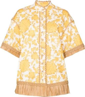 Zimmermann Yellow Postcard Fringed Shirt Size L