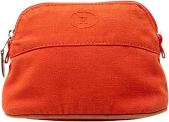Herm&egrave;s Pre-owned Clutches, female, Orange, Size: ONE SIZE Pre-owned Canvas Pouch