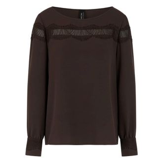 Marc Cain Elegante Blusa con Pizzo - - Blouses & Shirts - Donna - Marrone - S
