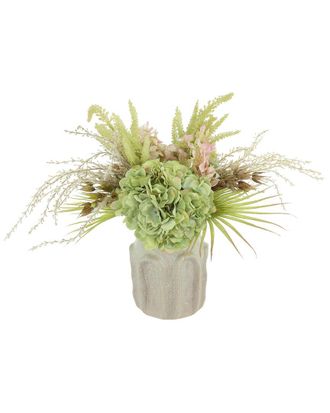 Creative Displays Inc. Hydrangea & Palm Leaf In Ceramic Vase