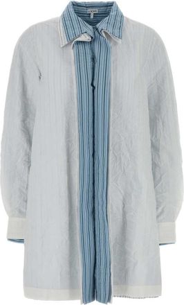 Loewe Light Blue Shirt Collar Mini Dress