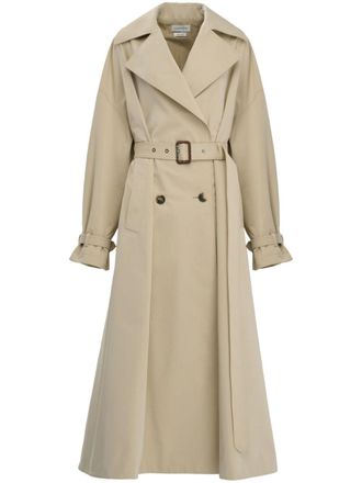 Alexander McQueen A-line pleated trench coat - Neutrals