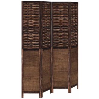 vidaXL Room Divider 4 Panels Dark Brown Solid Wood Paulownia Vidaxl