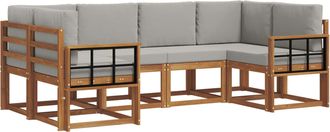 vidaXL Conjunto De Sof&aacute;s De Exterior 6 Uds. Gris Natural Y Claro Vidaxl
