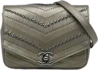 Chanel Pre-owned Flap Bag - Dames - Vintage Schoudertas - Groen - ONE Size - Leer - Vintage