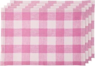 Solino Home Linen Placemats Set of 4, 14 x 19 Inch for Dining Table, Holiday and Everyday Table Decor - Buffalo Check in Pink Begonia at Nordstrom