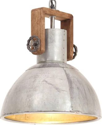 vidaXL L&aacute;mpara Colgante Industrial 25 W Plateada Redonda 30 Cm E27 Vidaxl