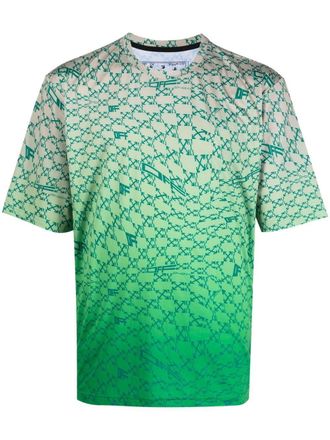 Off-white T-shirt met ombr&eacute;-effect - Groen