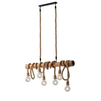 Luce-Ambiente-Design suspensi&oacute;n de cuerda de metal blanco y cuerda con seis luces
