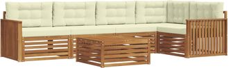 vidaXL Conjunto De Sof&aacute;s De Exterior 6 Uds. Natural Y Crema Vidaxl