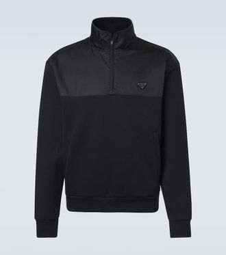 Prada Cotton-blend fleece half-zip sweatshirt