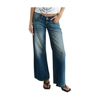 Abrand 00 Super Low Wide Koda - Dames - Jeans - Blauw - Maat: W28 Katoen
