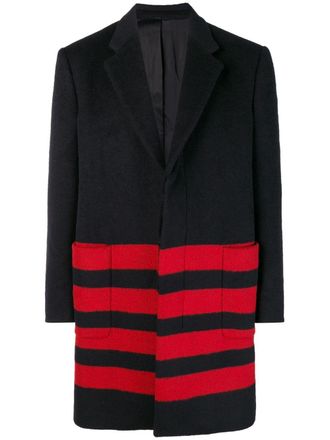 Calvin Klein Cappotto monopetto con dettaglio a righe - Nero