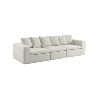 Sweeek Sof&aacute; envasado al vac&iacute;o modular de tela chenilla, 4 plazas, blanco