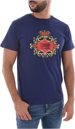 Cavalli Gros Logo T-shirt - Heren - T-shirts - Blauw - M - Katoen - Tops