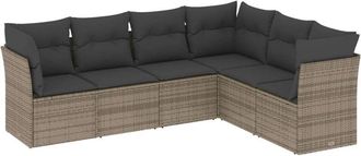 vidaXL Vidaxl - Set De Muebles De Jard&iacute;n 6 Pzas Y Cojines Rat&aacute;n Sint&eacute;tico Gris