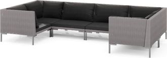 vidaXL 6 Pcs Conj. Garden Lounge Con Cojines Wicker Pe Grey Grey - 345465