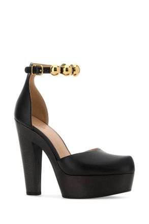 Chlo&eacute; Womens Black Leather Lola Pumps Scarpe Con Tacco