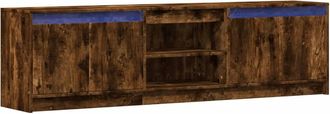 Berkfield Home TV Cabinet with LED Smoked Oak 180x34x50 cm Engineered Wood in Brown | Size: 180 x 34 x 50 cm