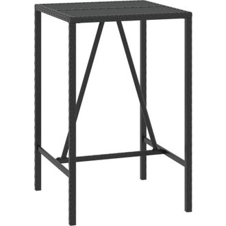 vidaXL Mesa Alta Bar Rat&aacute;n Pe Y Superficie Vidrio Negro 70x70x110 Cm Vidaxl