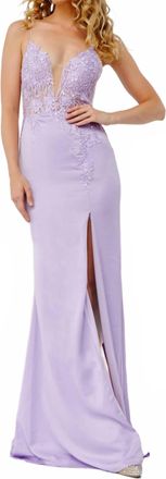 Jovani Plunging Neck Prom Dress In Lilac