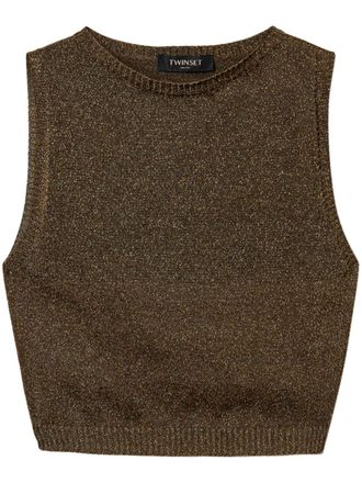 Twin-Set lurex knitted top - Brown