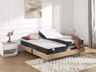 Vente-Unique Letto elettrico relax sole sospensioni materasso molle insacchettate e memory - motori OKIN - 2 x 80 x 200 cm - Quercia - PHANES di YSM&Eacute;E
