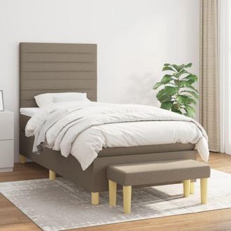 vidaXL Vidaxl - Cama Box Spring Con Colch&oacute;n Tela Gris Taupe 80x200 Cm
