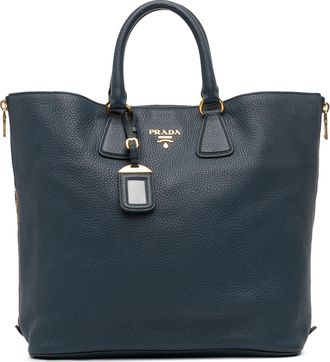Prada Pre-owned Womens Leather Tote Bag - Dark Blue - One Size