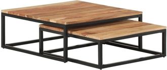 vidaXL Vidaxl - Mesas de centro apilables 2 unidades madera maciza de acacia