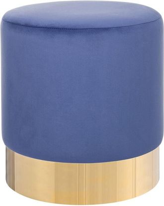 Beliani Beliani - Modern Velvet Accent Pouffe Navy Blue Fabric Round Gold Base Footstool Sophia