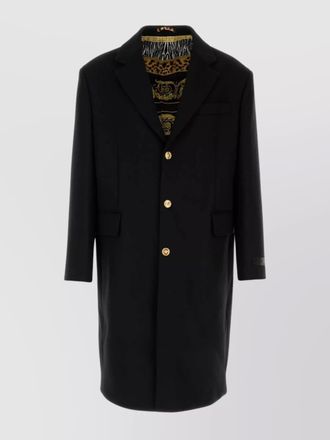 Versace wool blend coat featuring back vent