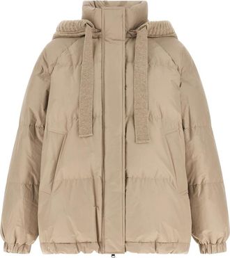 Brunello Cucinelli Techno Cotton Taffeta Donsjack - Dames - Jassen - Beige - Maat: S Taf