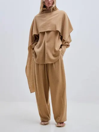 Darkpark Georgia Cashmere Wool Detachable-Scarf Shirt