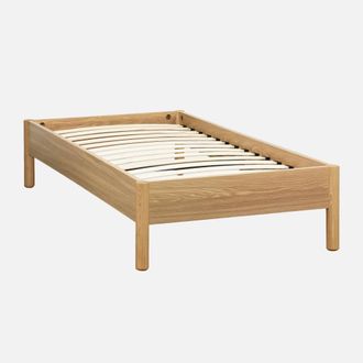 Sweeek Cama Con Somier De L&aacute;minas 90x190cm Decoraci&oacute;n Madera
