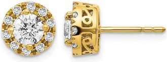 Diamond2Deal 14k Gold 1 ct Lab Grown Diamond Complete Stud Earrings VS Clarity, G-H Color