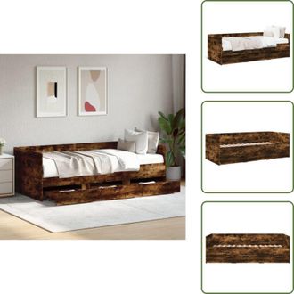 vidaXL Letto con cassetti - vidaXL Divano Letto con Cassetti senza Materasso Rovere Fumo 100x200cm - Divano letto con cassetti