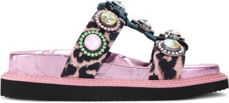 Kurt Geiger Womens Suede Orson Crystal Sandal Sandals - Pink - Size UK 8