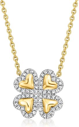 Ross-Simons Diamond Clover Necklace in 18kt Gold Over Sterling