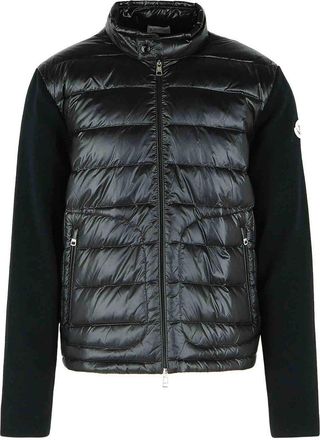 Moncler Padded Wool Cardigan With Black Zip