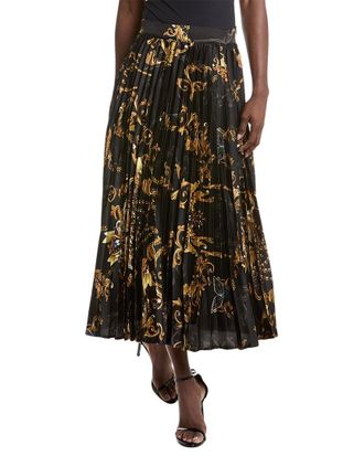 Gracia Satin Pleated Midi Skirt